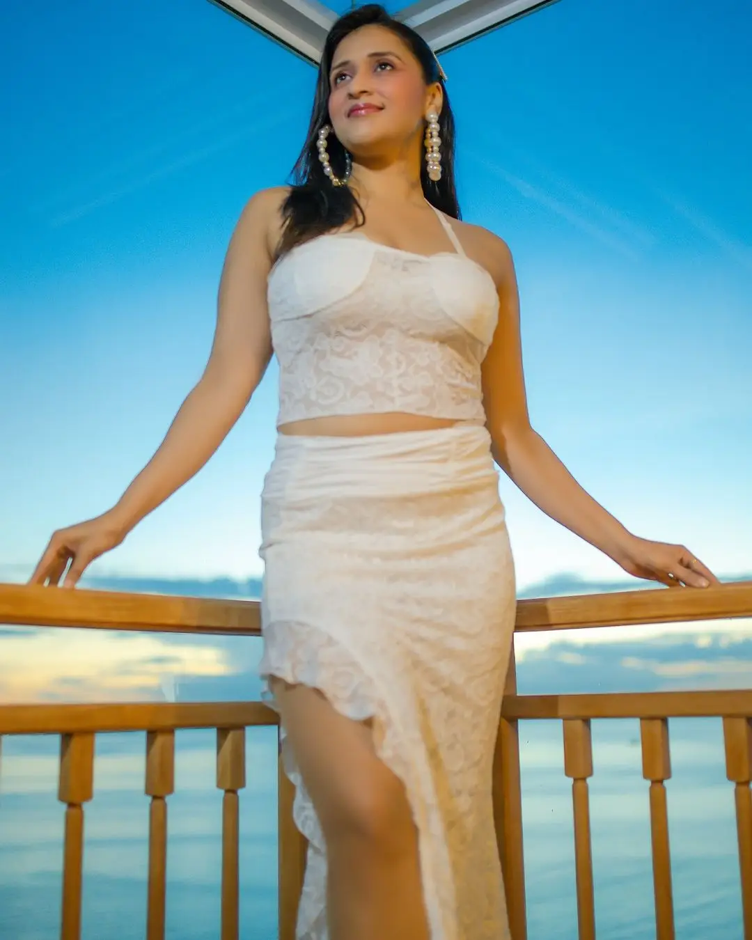 Indian Actress Mannara Chopra in White lehenga Choli